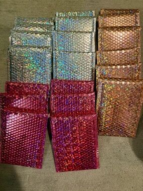 466- #20 Holographic Bubble Mailer Set - Silver, Rose Gold, Hot Pink
